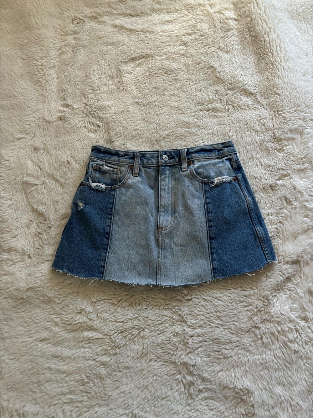 Abercrombie & Fitch Natural Rise Two-Tone Denim Mini Skirt